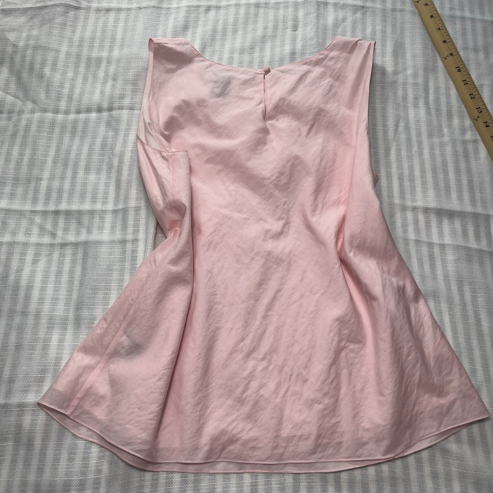 ELLEN TRACY Pink Blouse Women Sz 10 Sleeveless Flower Applique Cotton light - Picture 5 of 8